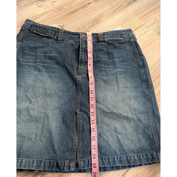 Route 66 Womens Denim Stretch Skirt 14 Dark Blue Jean Knee-Length Y2K Festival - Picture 5 of 7